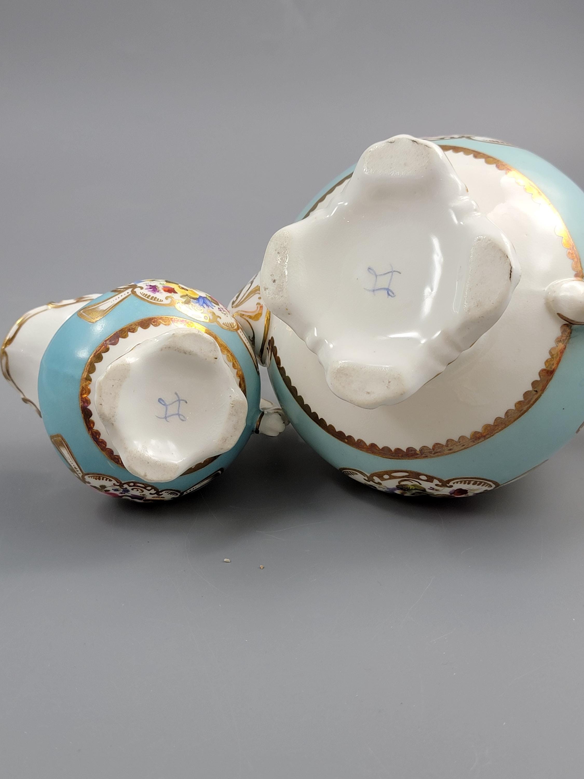 Rare Old Paris Tea Service, Petit Style, Turquoise & Floral, c. 1840
