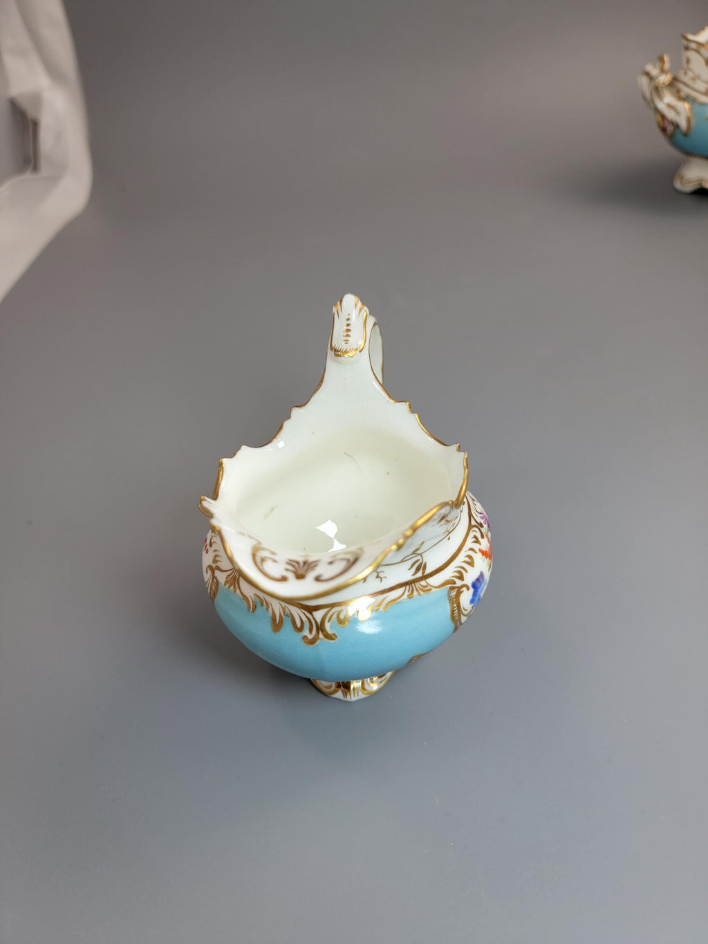 Rare Old Paris Tea Service, Petit Style, Turquoise & Floral, c. 1840