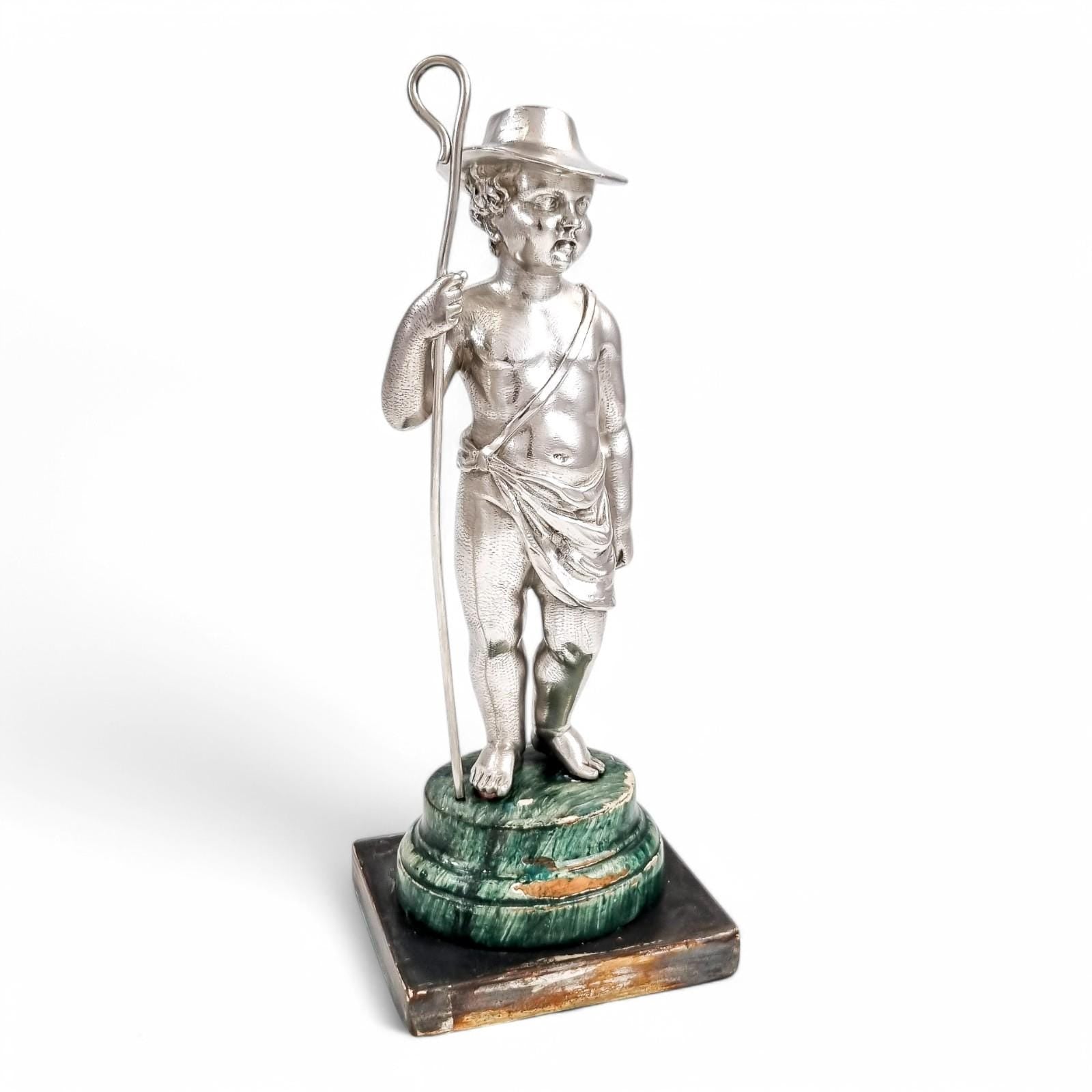 Barnard sterling silver shepherd boy figure, Victorian c. 1860s