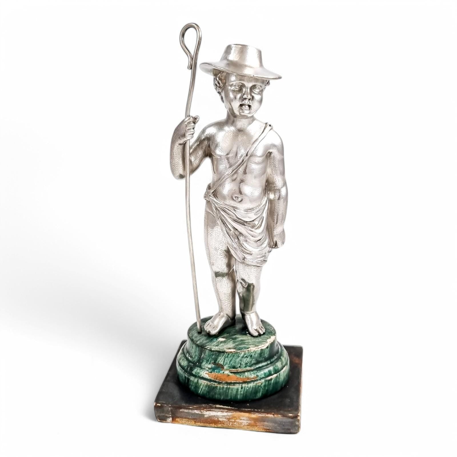 Barnard sterling silver shepherd boy figure, Victorian c. 1860s