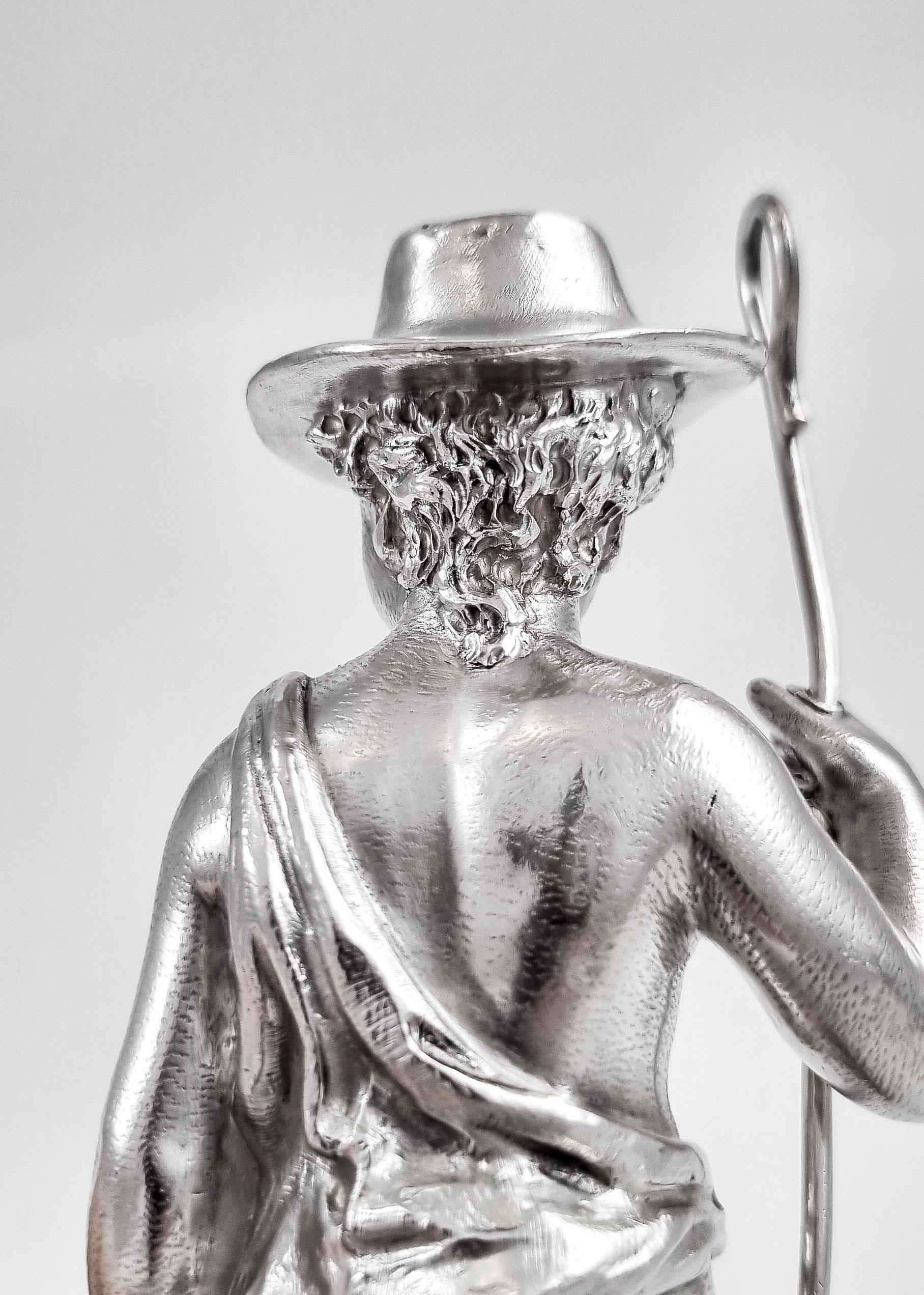 Barnard sterling silver shepherd boy figure, Victorian c. 1860s