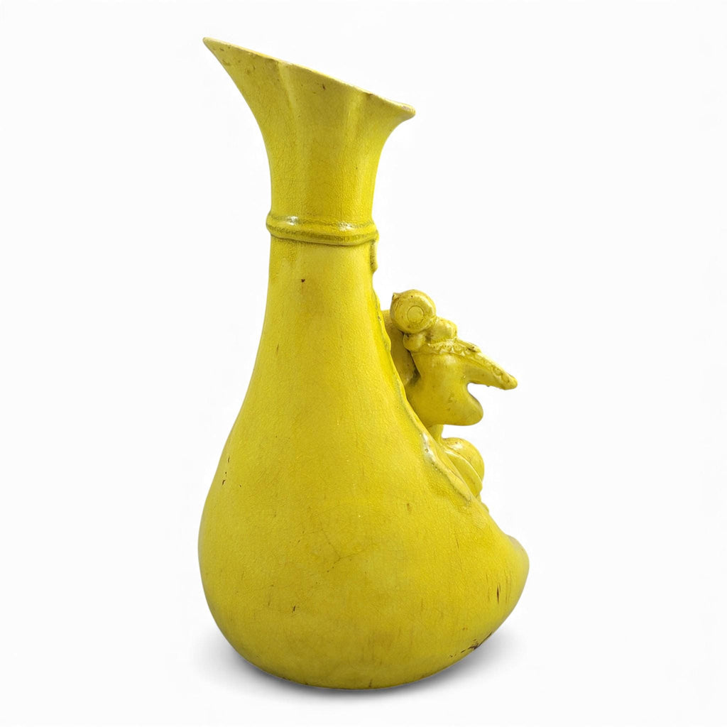 Large antique Shiwan yellow Hotei figure vase, late 19th century, sculptural Chinese ceramic