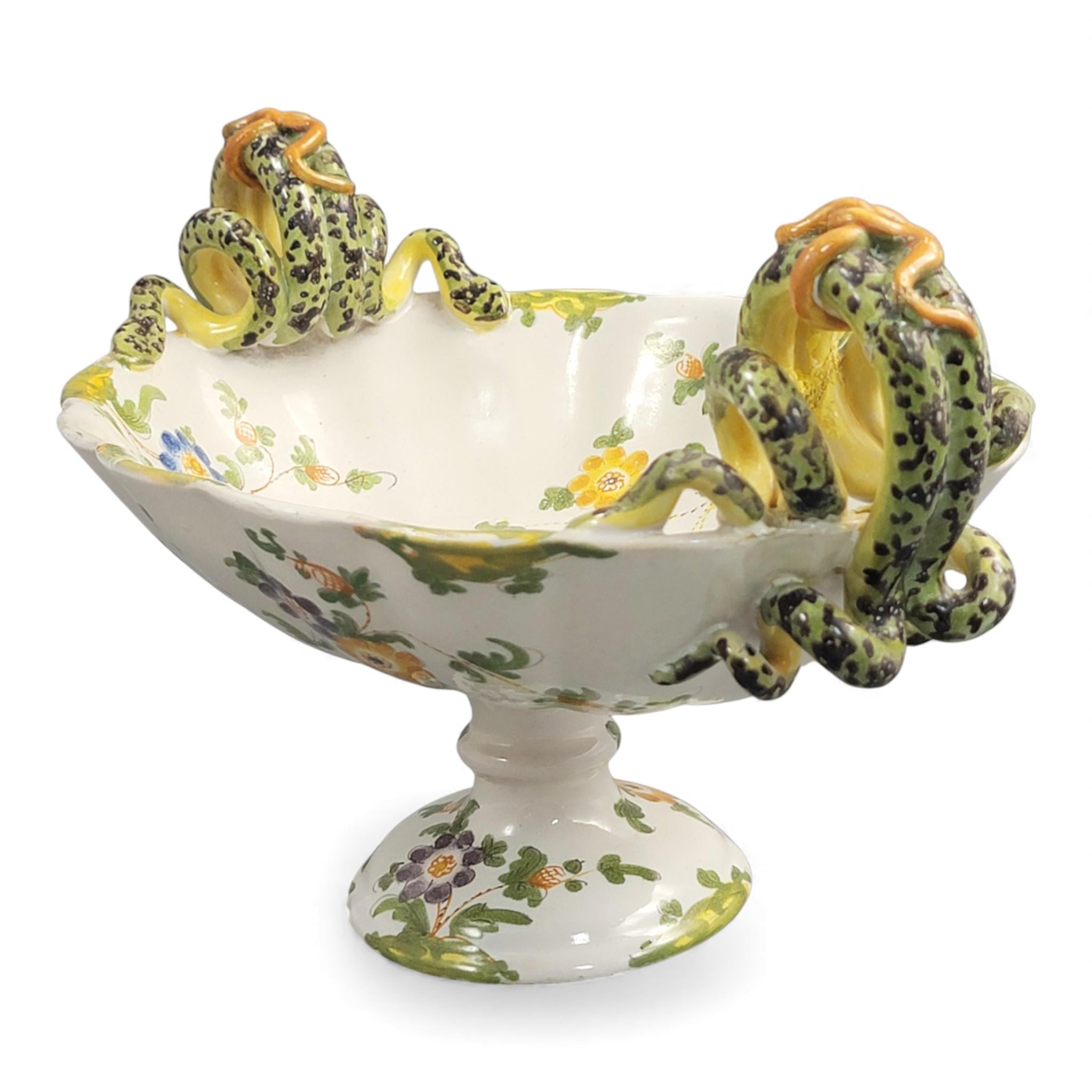Ulisse Cantagalli majolica vase c.1880, serpent handles, Florentine Renaissance revival