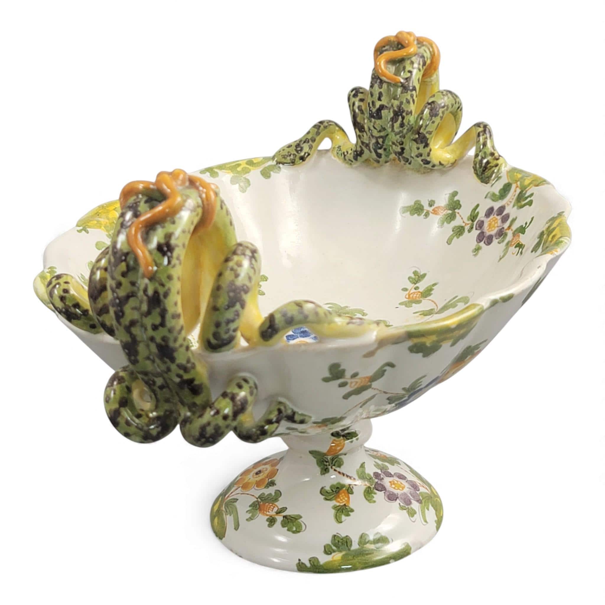 Ulisse Cantagalli majolica vase c.1880, serpent handles, Florentine Renaissance revival
