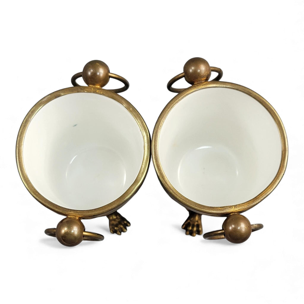Old Paris turquoise cache-pots with bronze mounts c.1835–1850, French decorative pair