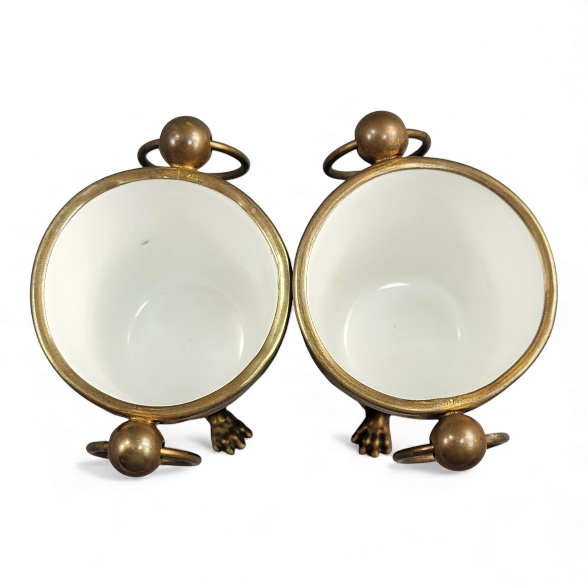 Old Paris turquoise cache-pots with bronze mounts c.1835–1850, French decorative pair