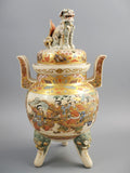 Outstanding Kyoto Satsuma Koro, Meiji c.1895, Shi-Shi Lion, Moriage, 34cm