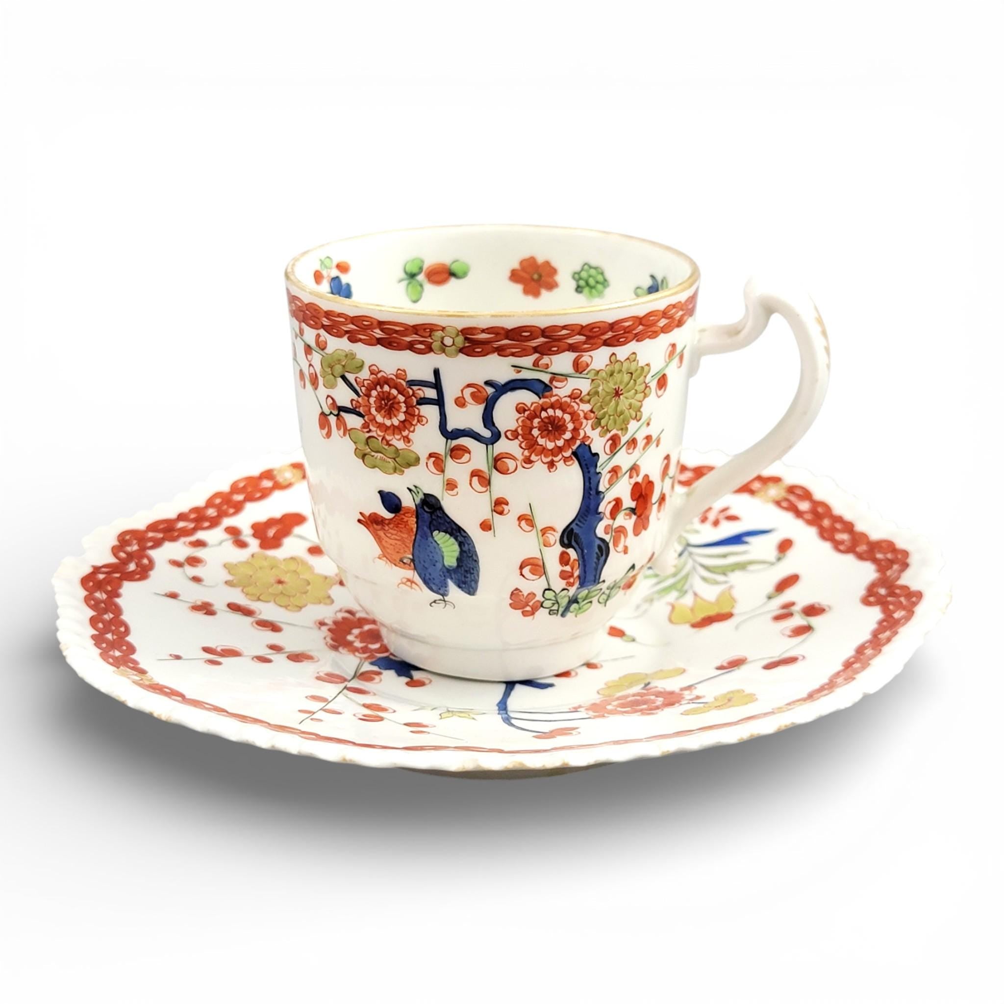 Antique Flight, Barr & Barr Worcester porcelain tea cup and saucer, Two Quail pattern, c. 1807–1813