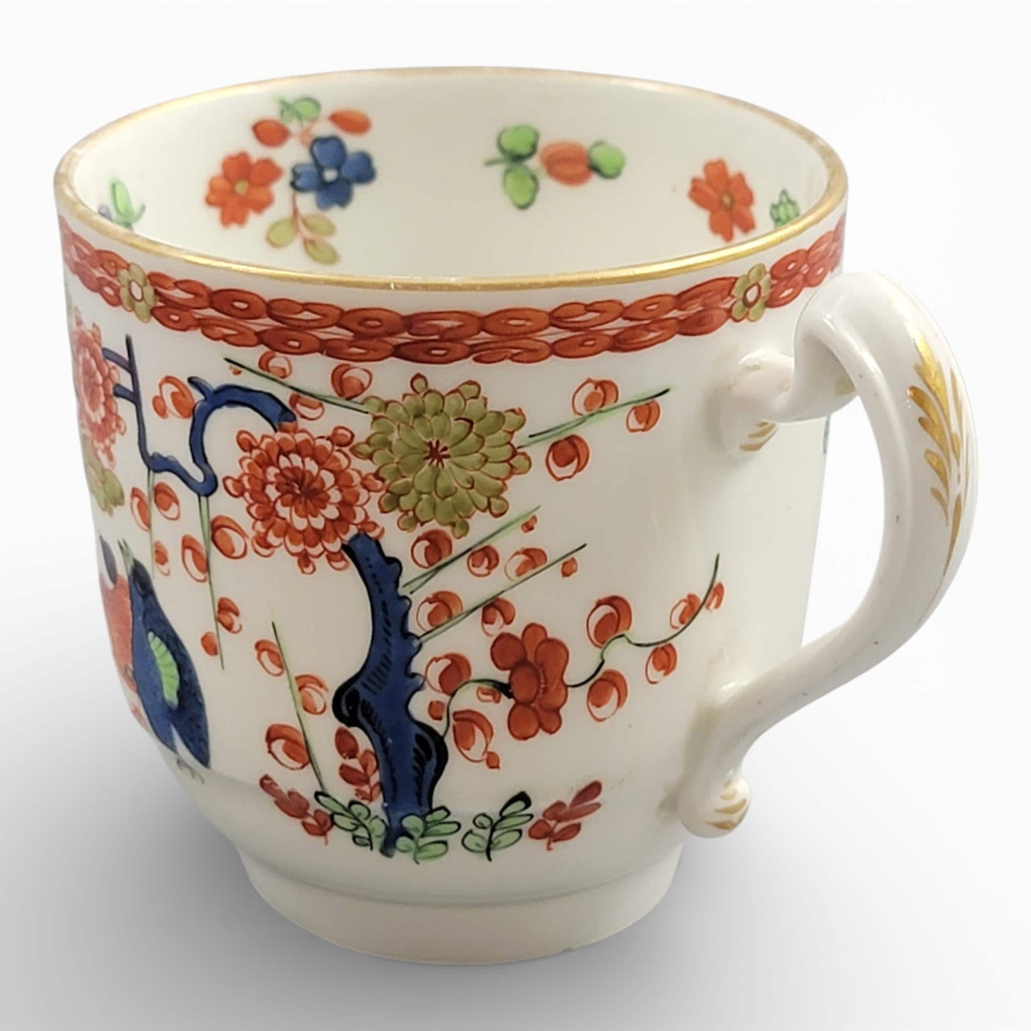 Antique Flight, Barr & Barr Worcester porcelain tea cup and saucer, Two Quail pattern, c. 1807–1813