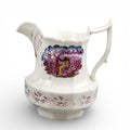 Antique Staffordshire pearlware lustre jug with purple transfer pastoral scene, c. 1825–1840