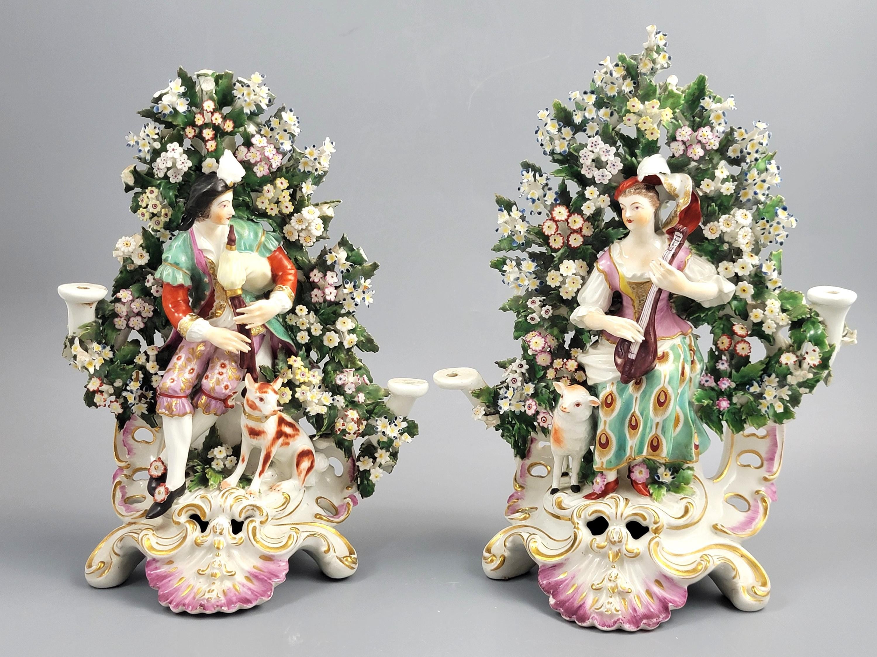 Derby Candlestick Musicians with Bocage, Pair c. 1765