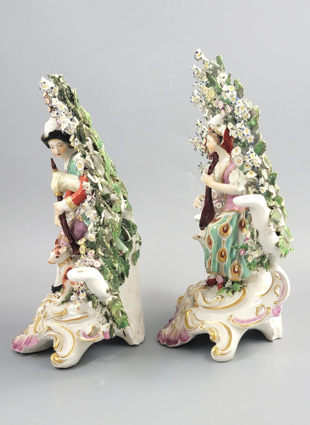 Derby Candlestick Musicians with Bocage, Pair c. 1765