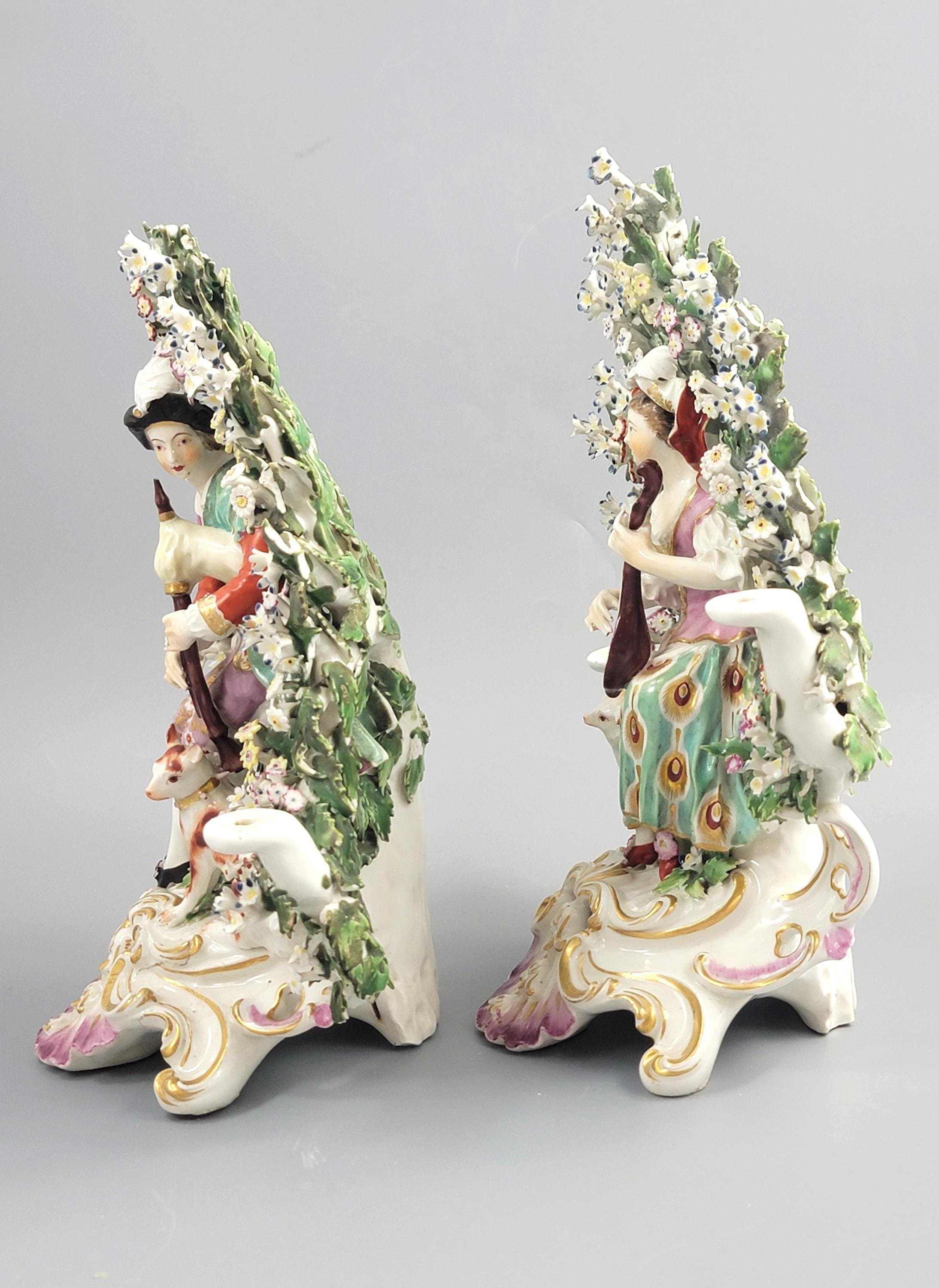 Derby Candlestick Musicians with Bocage, Pair c. 1765