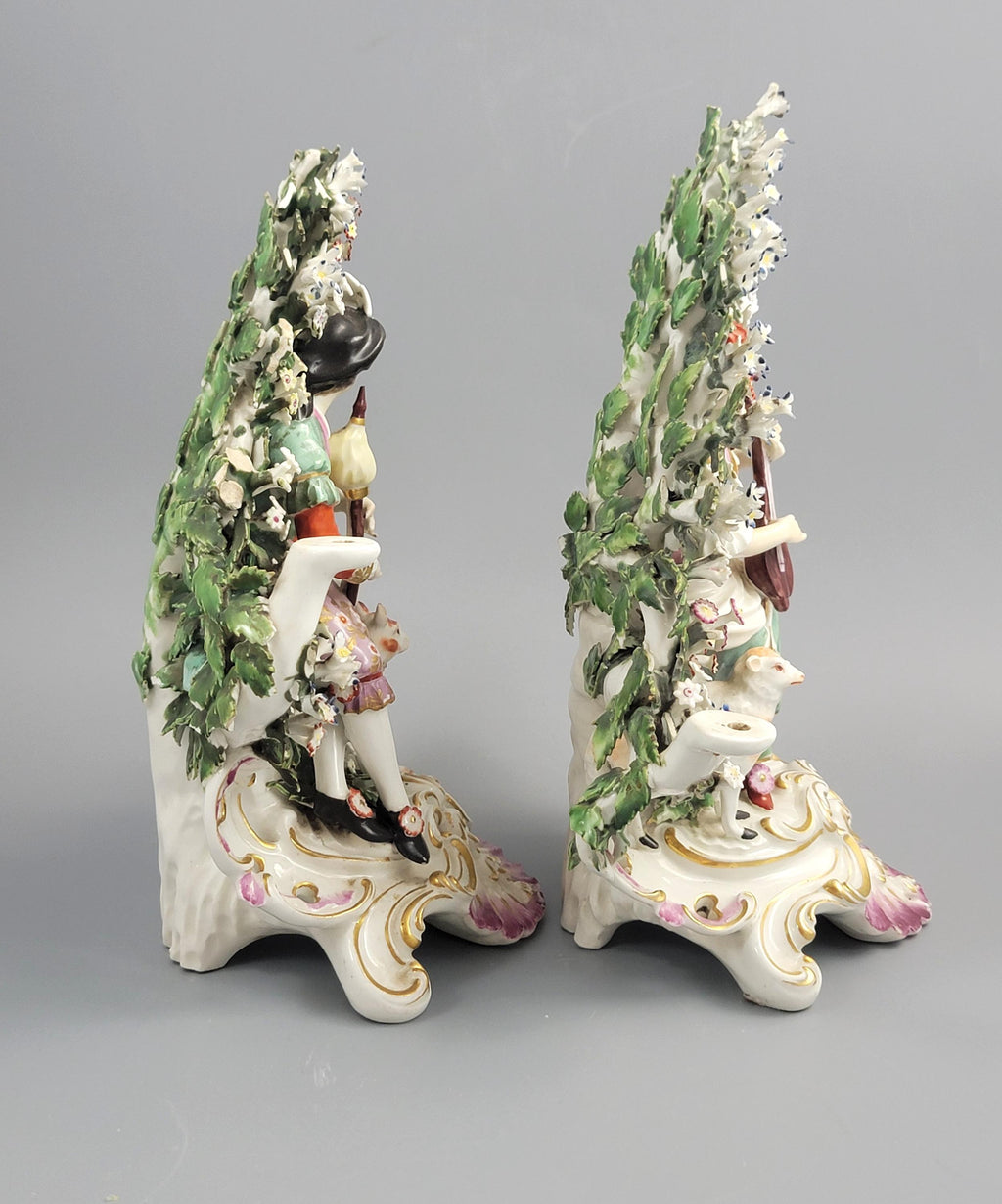 Derby Candlestick Musicians with Bocage, Pair c. 1765