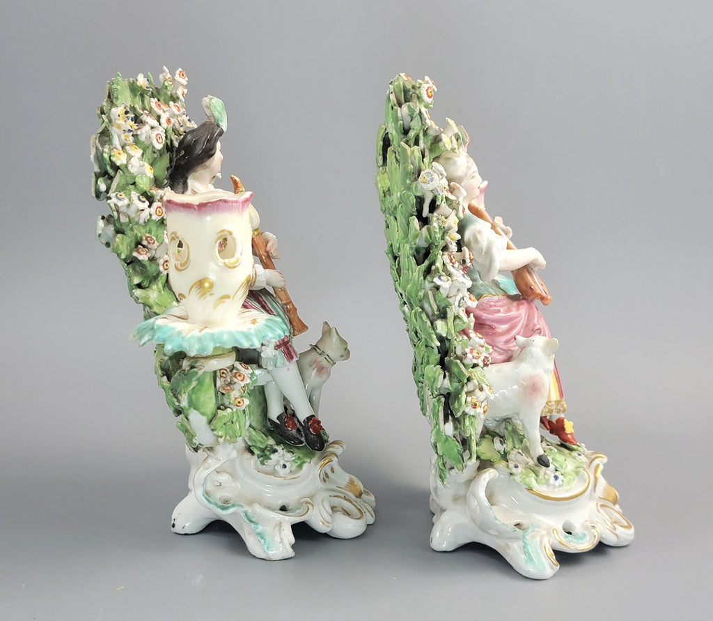 Derby Patch Mark Porcelain Musicians Candlesticks 1765-1770