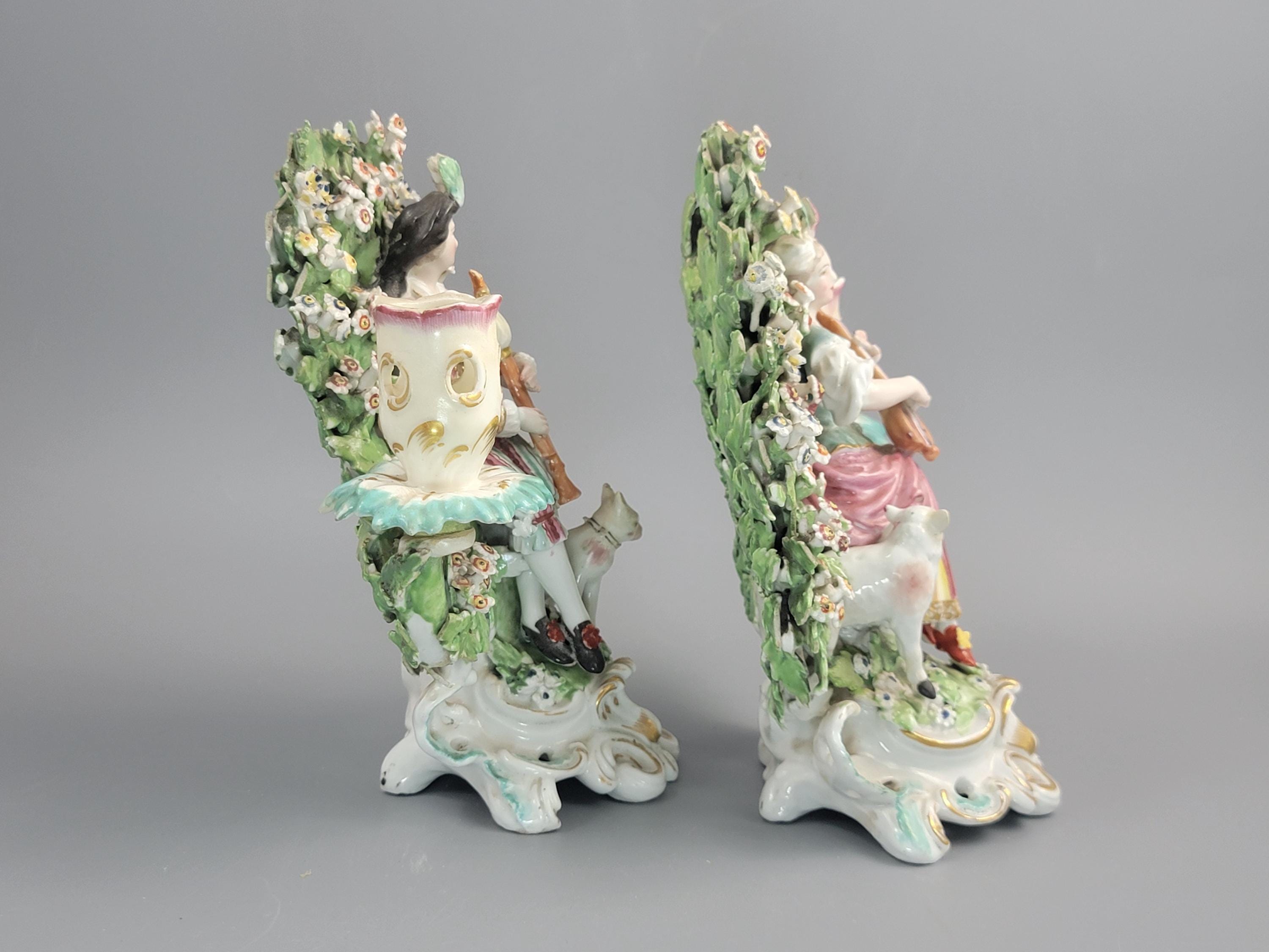 Derby Patch Mark Porcelain Musicians Candlesticks 1765-1770