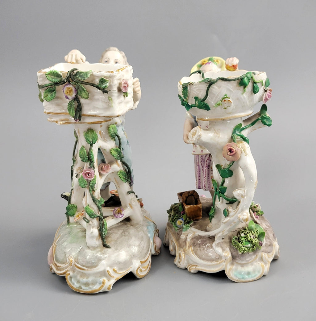 Antique German Porcelain Sweetmeat Figures Pair, Volkstedt, c.1880