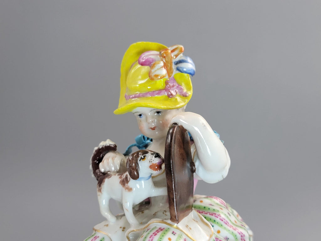 Meissen Pair of Porcelain Figures, Boy and Girl with Dogs, c. 1785