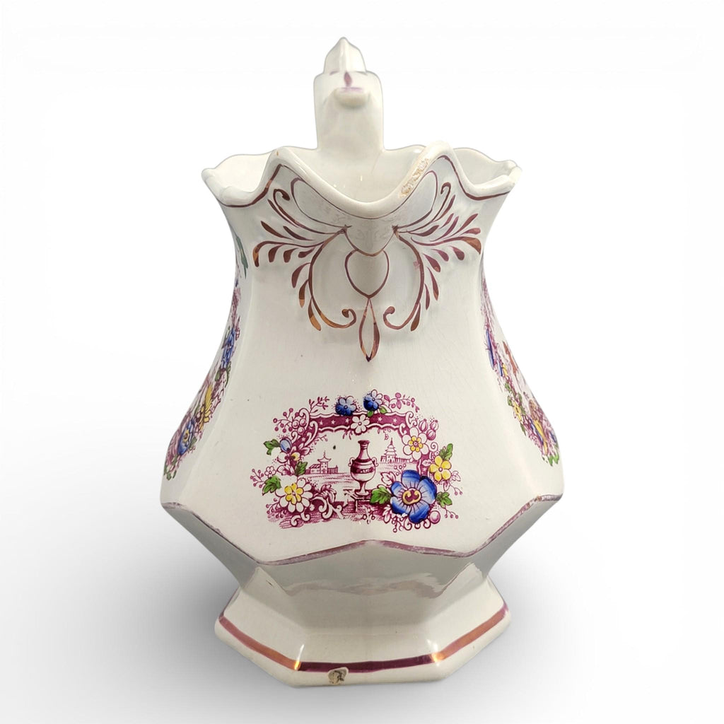 Late 18th Century Staffordshire Jug with Hand Painted Oriental Scene