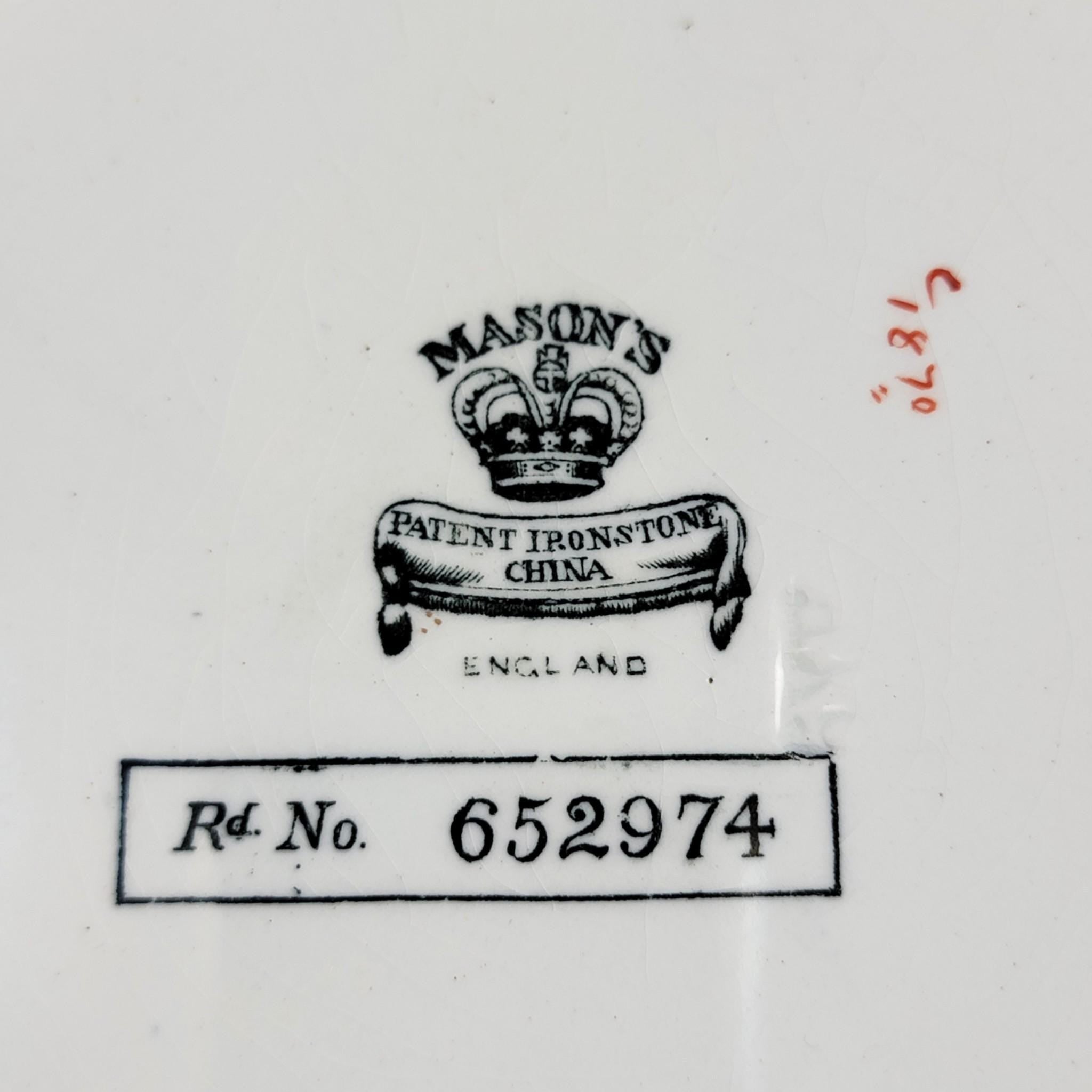 Mason’s Patent Ironstone Orange Ground Exotic Bird Charger Plate, c.1915
