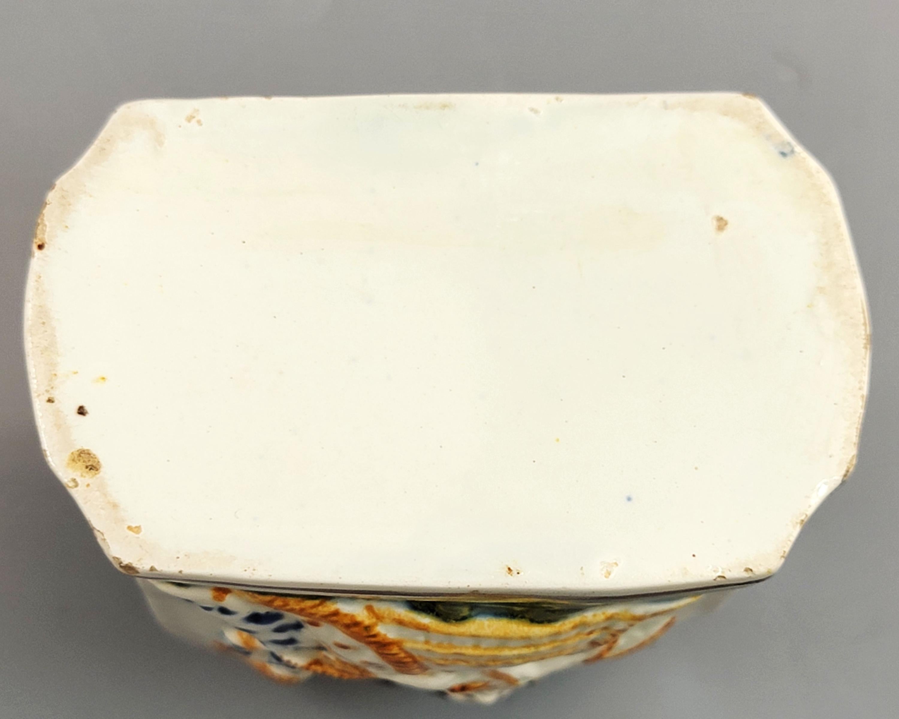 Prattware Pearlware “Macaroni” Tea Caddy, Staffordshire, c.1790–1800