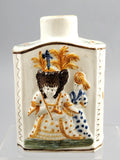 Prattware Pearlware “Macaroni” Tea Caddy, Staffordshire, c.1790–1800