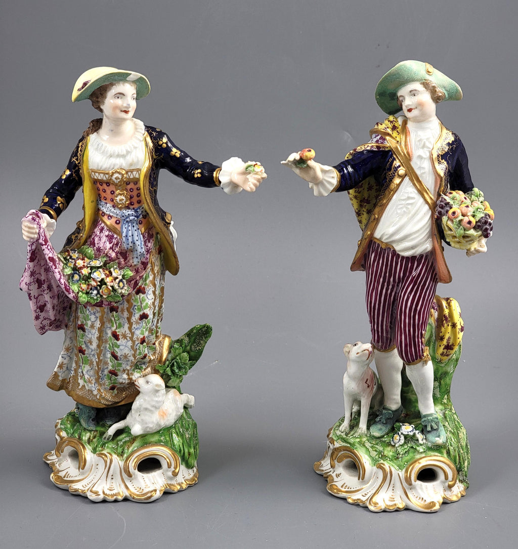 Antique Bloor Derby Porcelain Figures “The Dresden Shepherds” Pair, c.1825