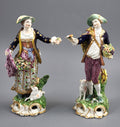 Antique Bloor Derby Porcelain Figures “The Dresden Shepherds” Pair, c.1825