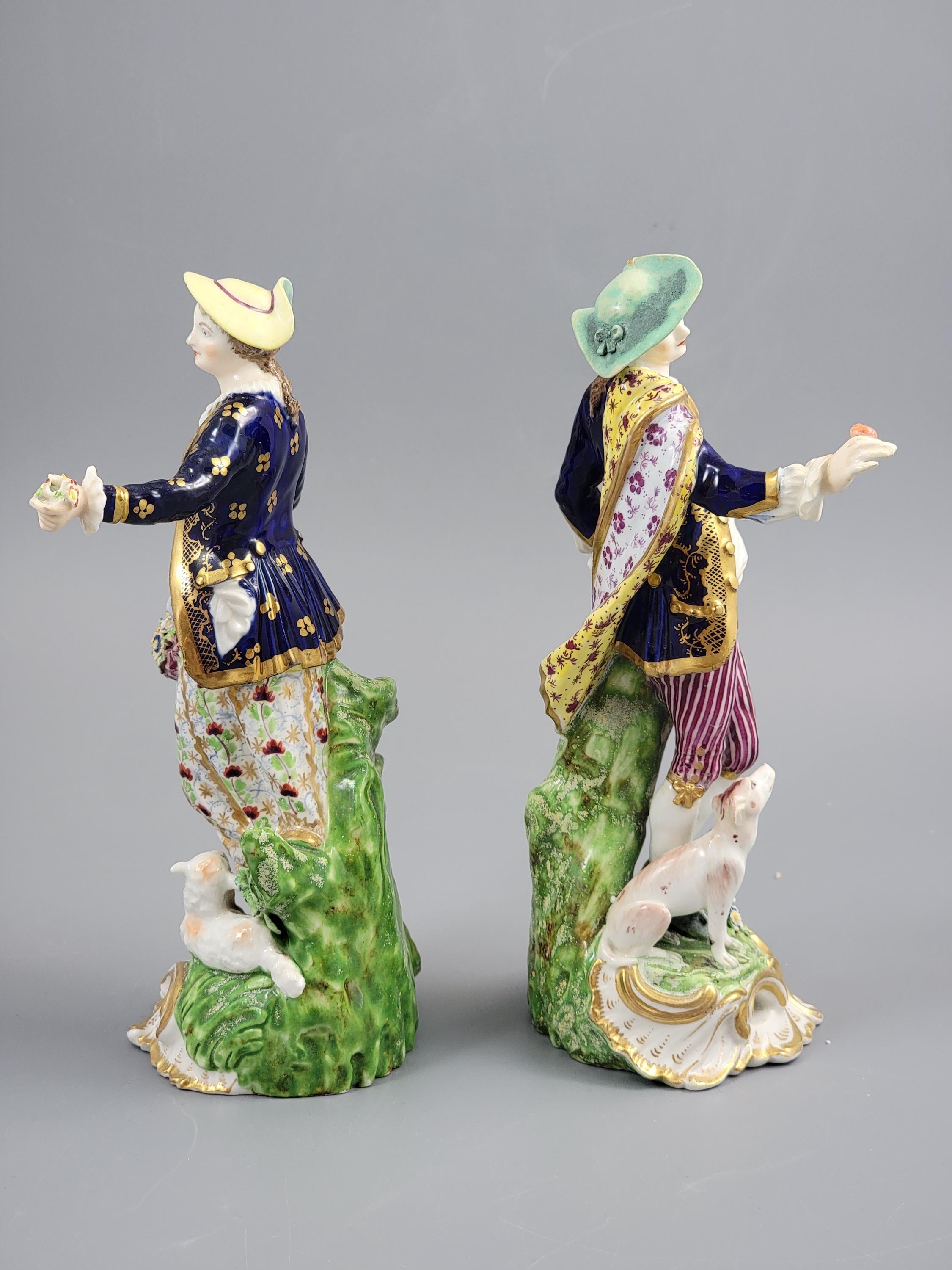 Antique Bloor Derby Porcelain Figures “The Dresden Shepherds” Pair, c.1825