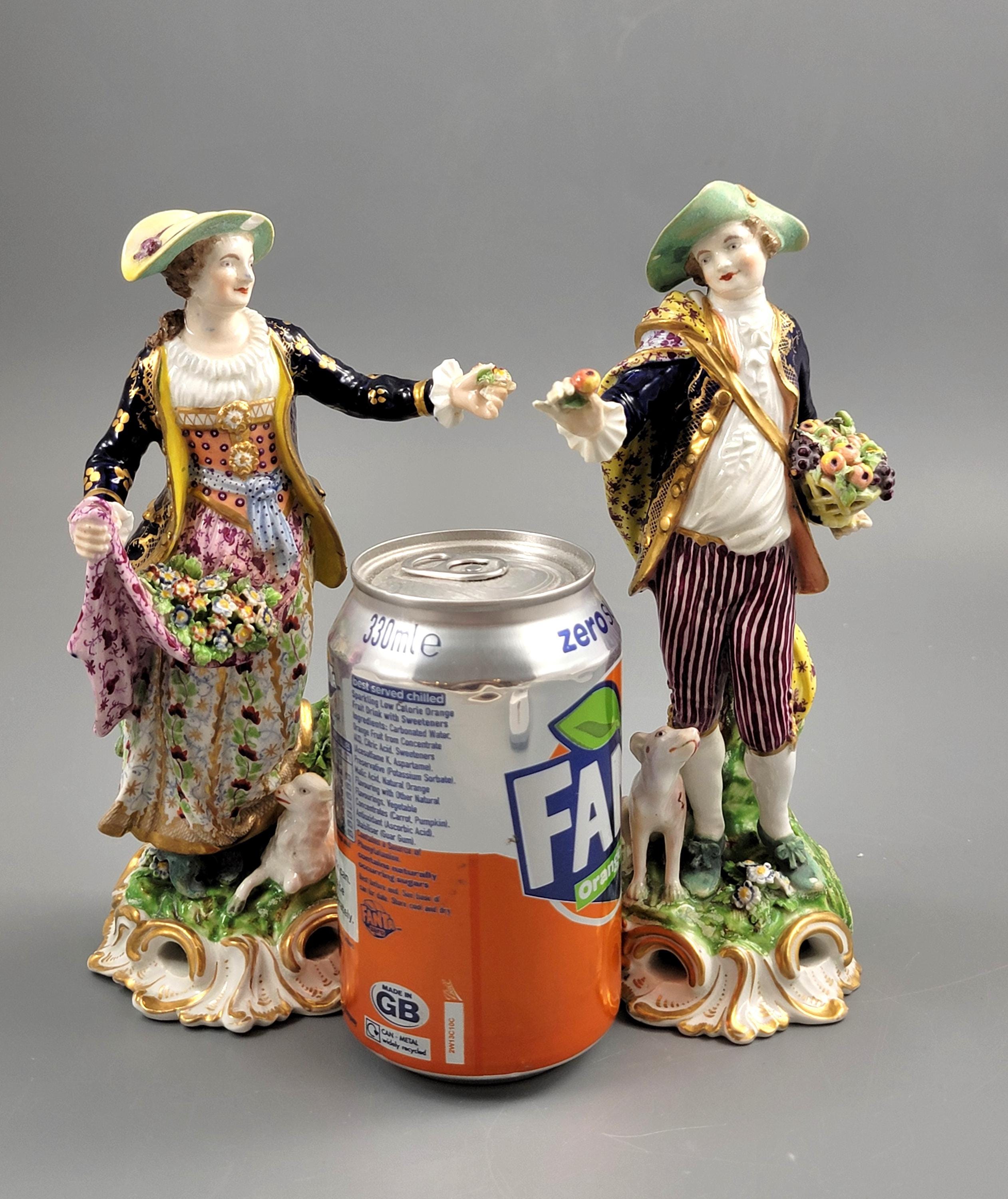 Antique Bloor Derby Porcelain Figures “The Dresden Shepherds” Pair, c.1825