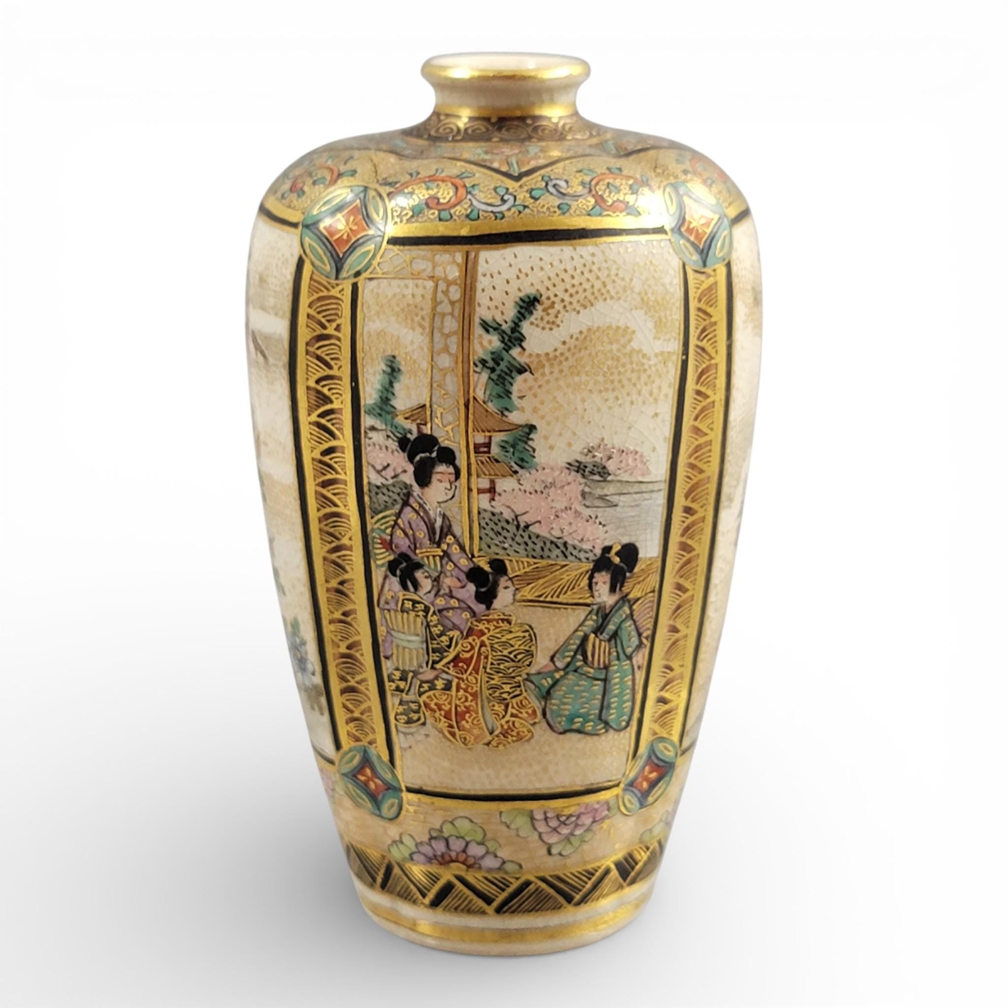 Miniature Meiji Satsuma Vase – Chosei, Family Scene, Kyoto, c.1890