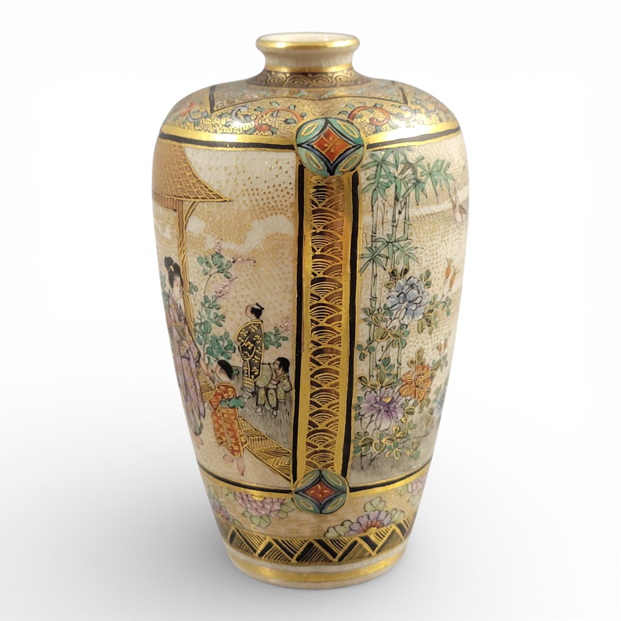 Miniature Meiji Satsuma Vase – Chosei, Family Scene, Kyoto, c.1890