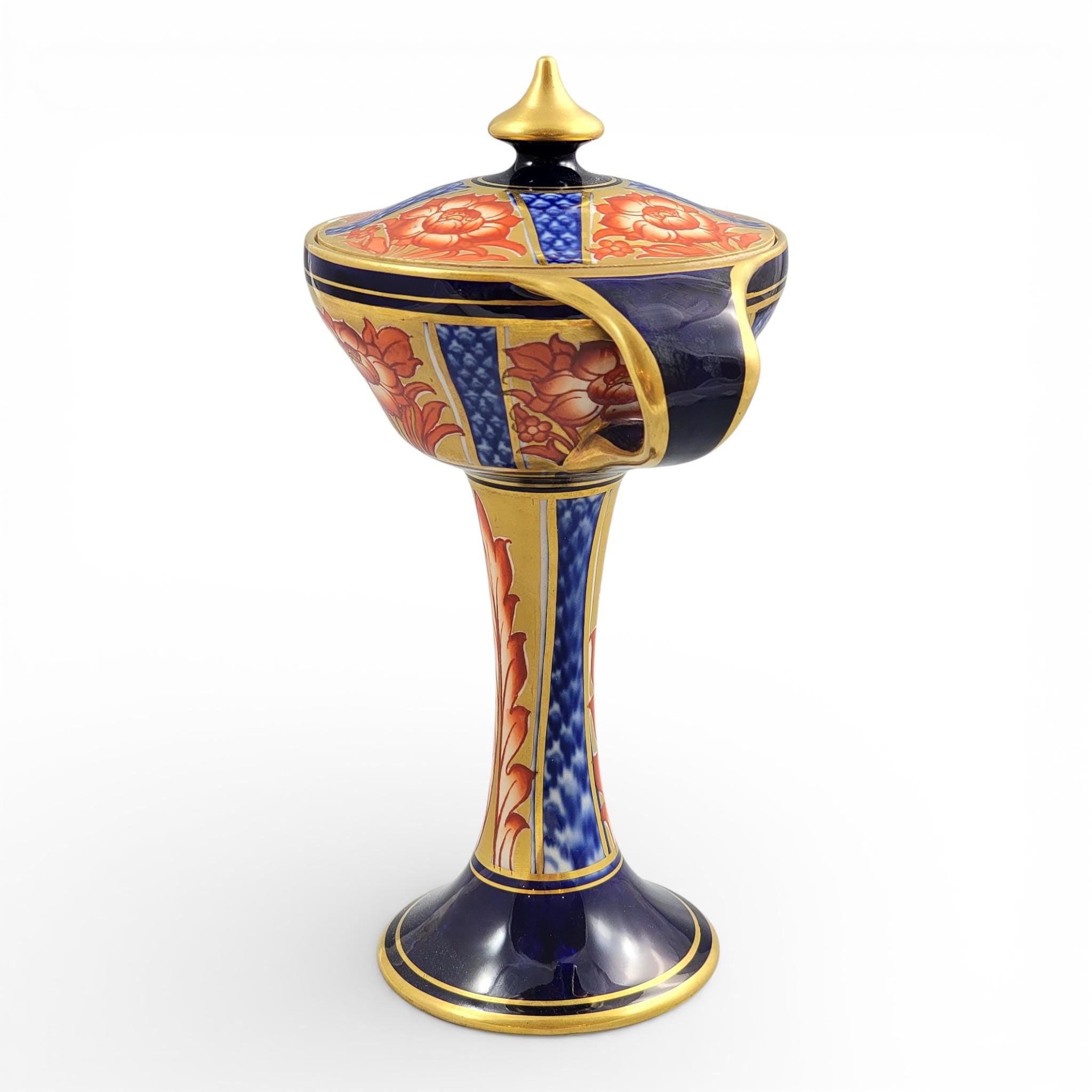 William Moorcroft Aurelian Ware Twin Handled Pedestal Vase, c.1898