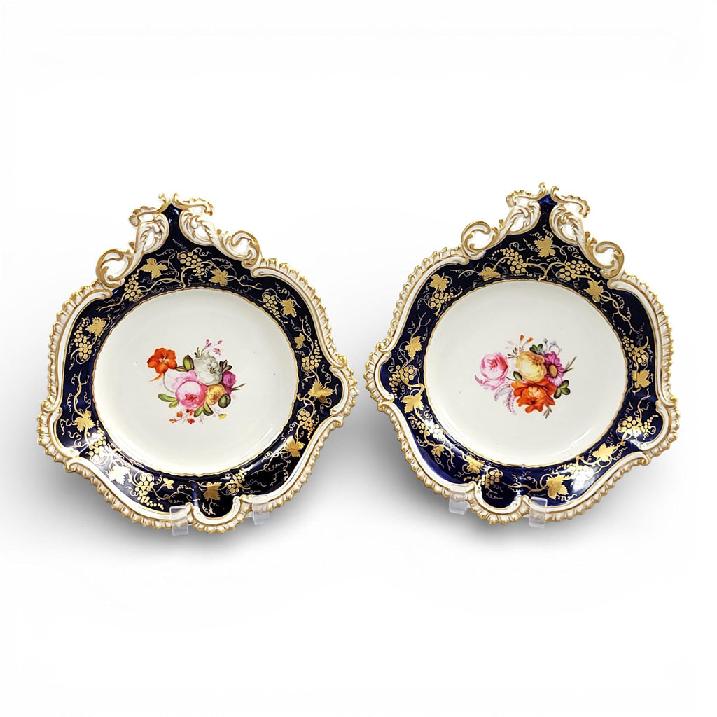 Early Coalport Botanical Serving Dishes, Union Pattern, c.1825