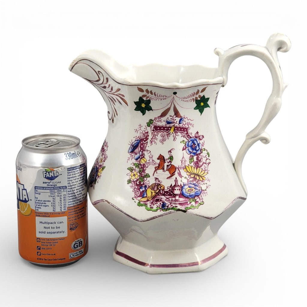Late 18th Century Staffordshire Jug with Hand Painted Oriental Scene
