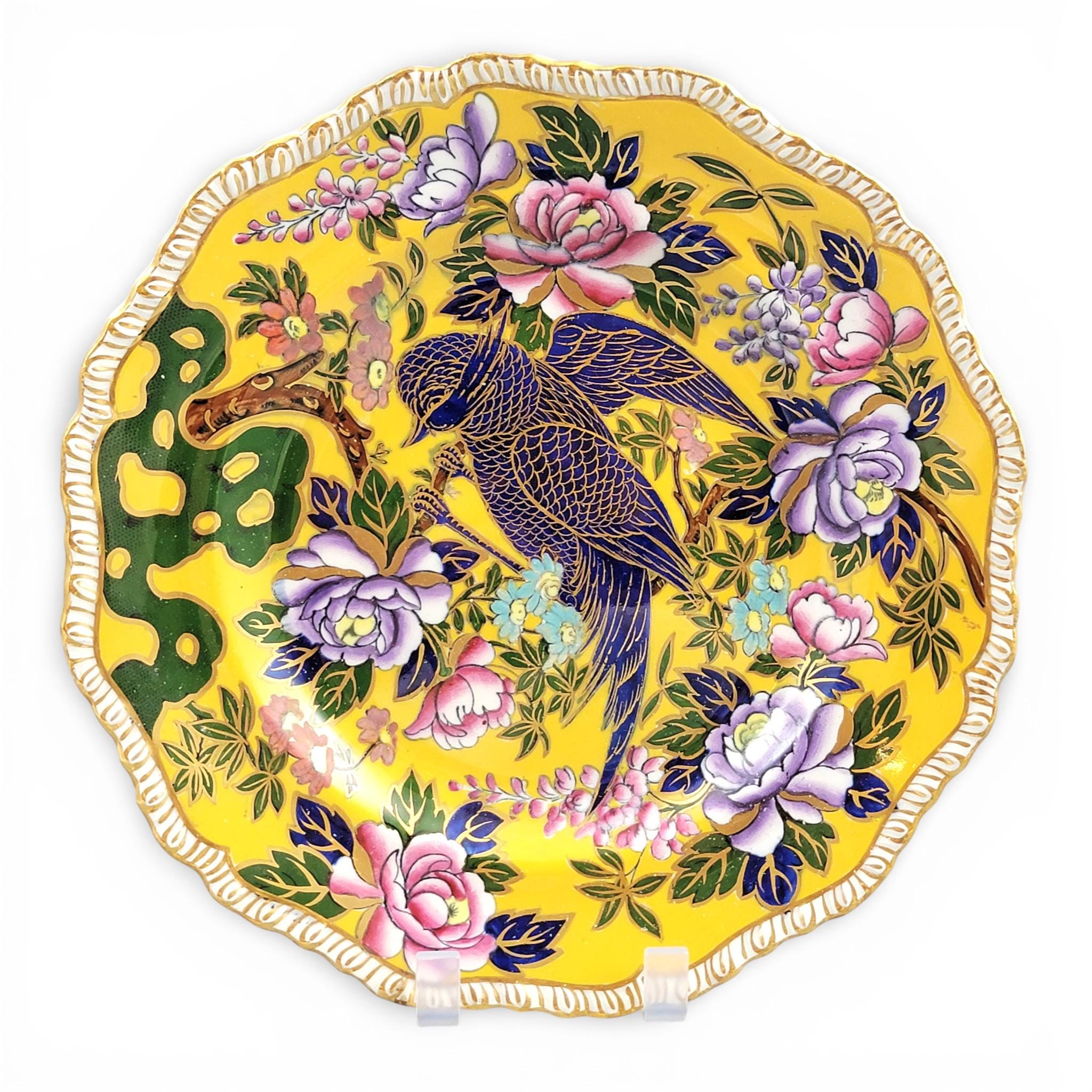 Mason’s Patent Ironstone Yellow Ground Exotic Bird Charger Plate, c.1915