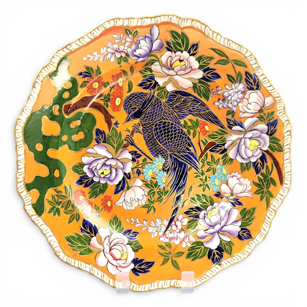 Mason’s Patent Ironstone Orange Ground Exotic Bird Charger Plate, c.1915
