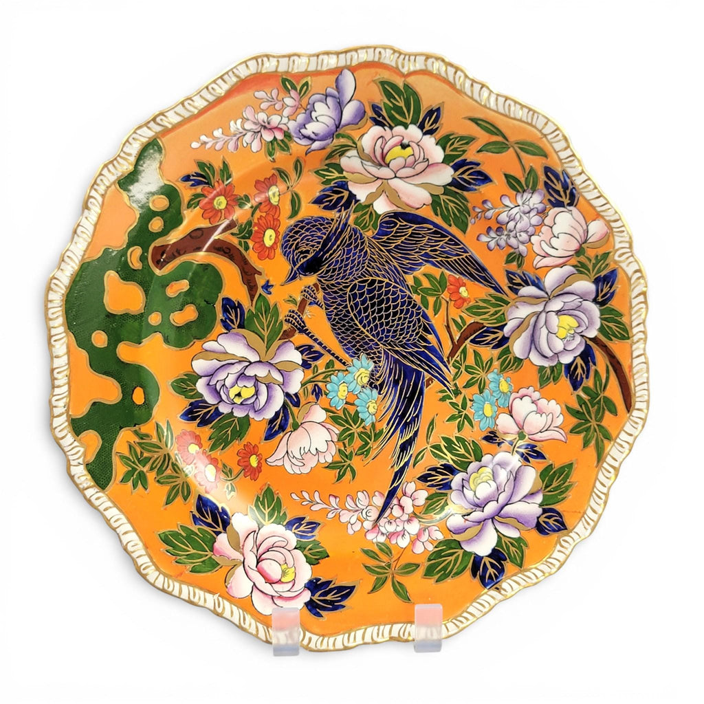 Mason’s Patent Ironstone Orange Ground Exotic Bird Charger Plate, c.1915