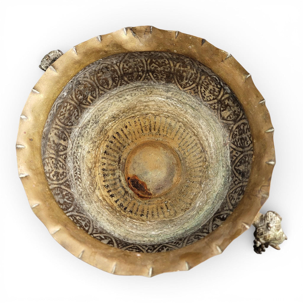 Large Indian Raj Period Hand-Engraved Brass Jardinière, c.1870–1890