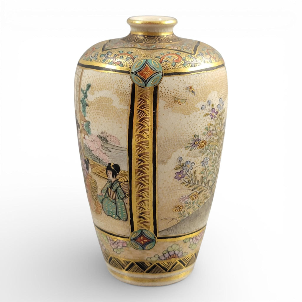 Miniature Meiji Satsuma Vase – Chosei, Family Scene, Kyoto, c.1890