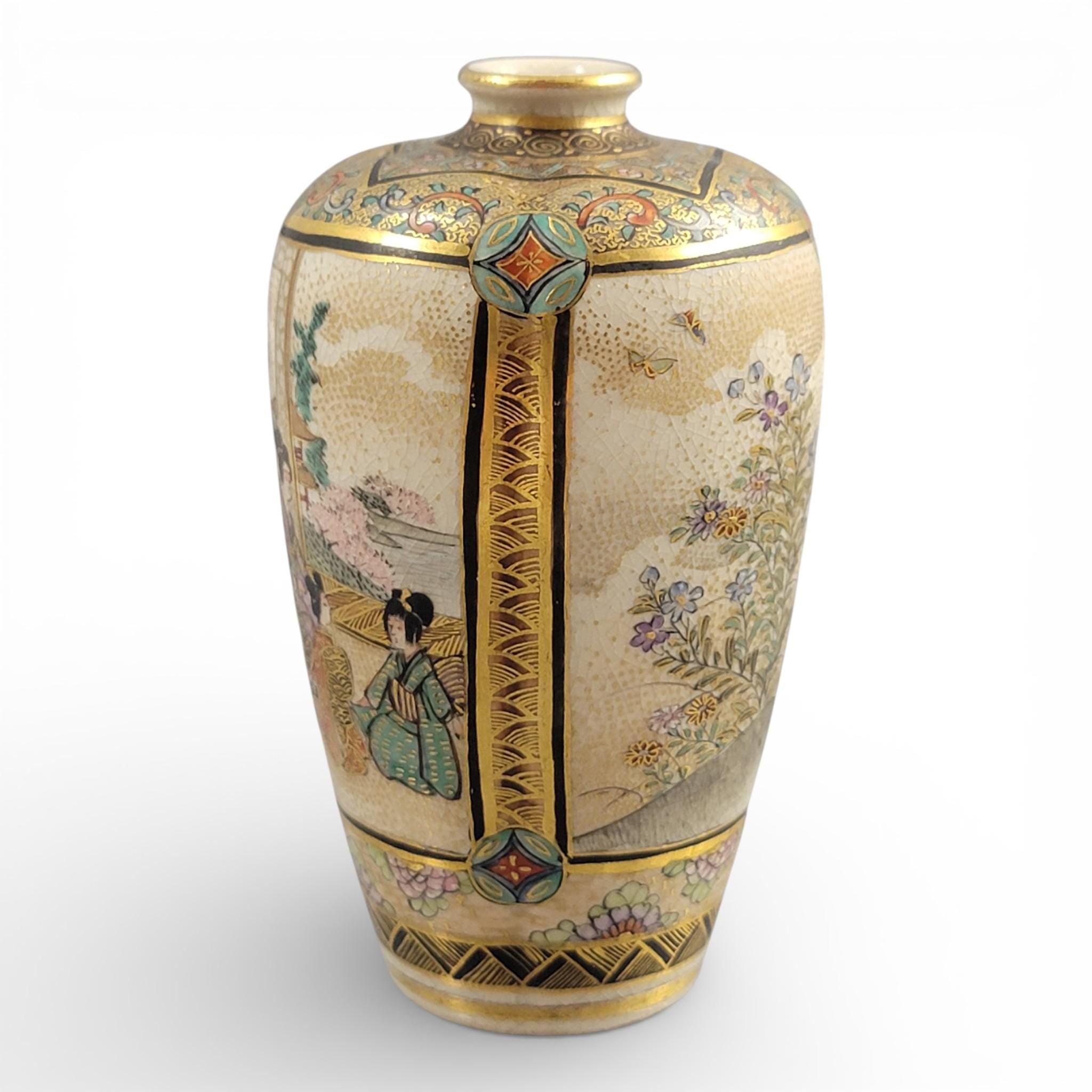 Miniature Meiji Satsuma Vase – Chosei, Family Scene, Kyoto, c.1890
