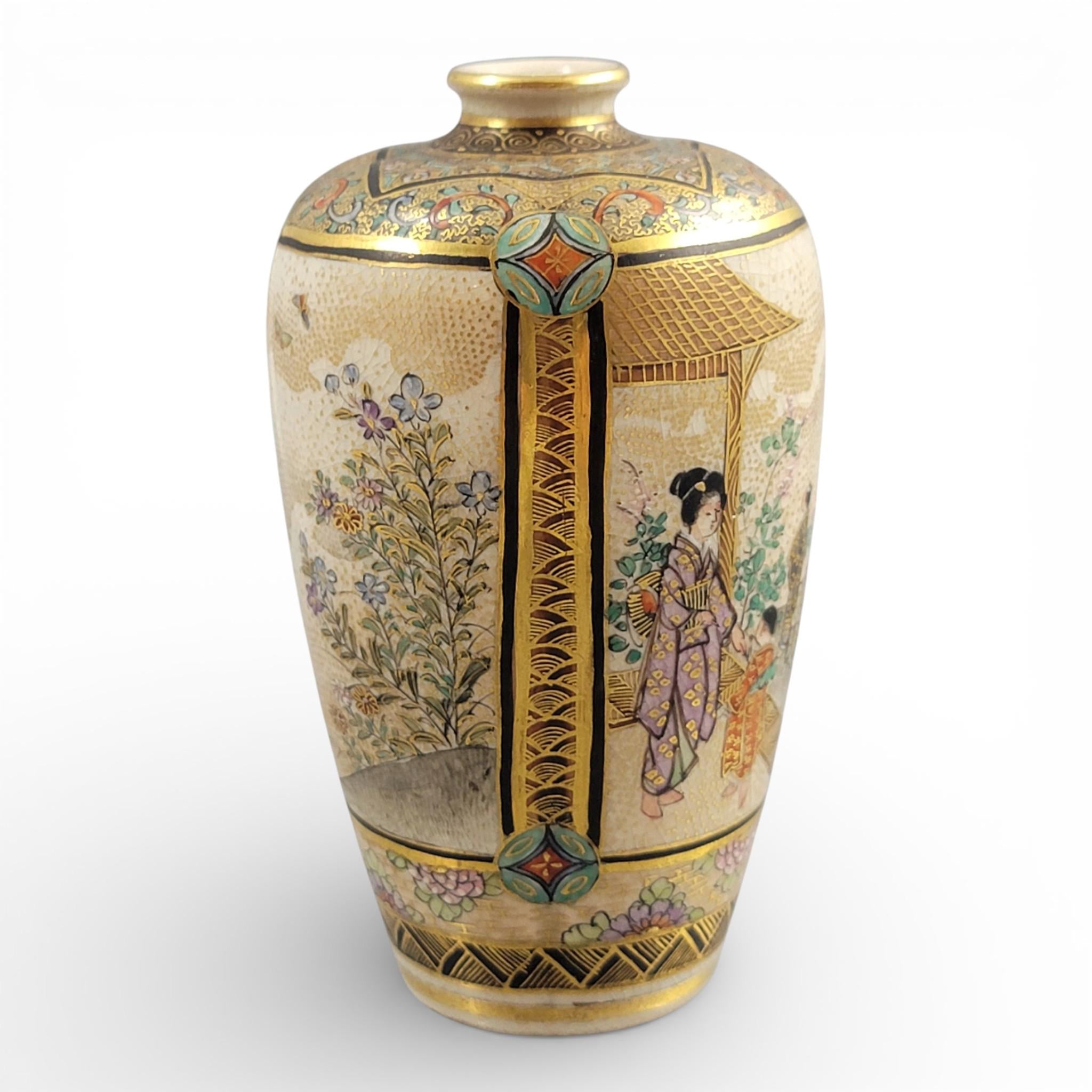 Miniature Meiji Satsuma Vase – Chosei, Family Scene, Kyoto, c.1890
