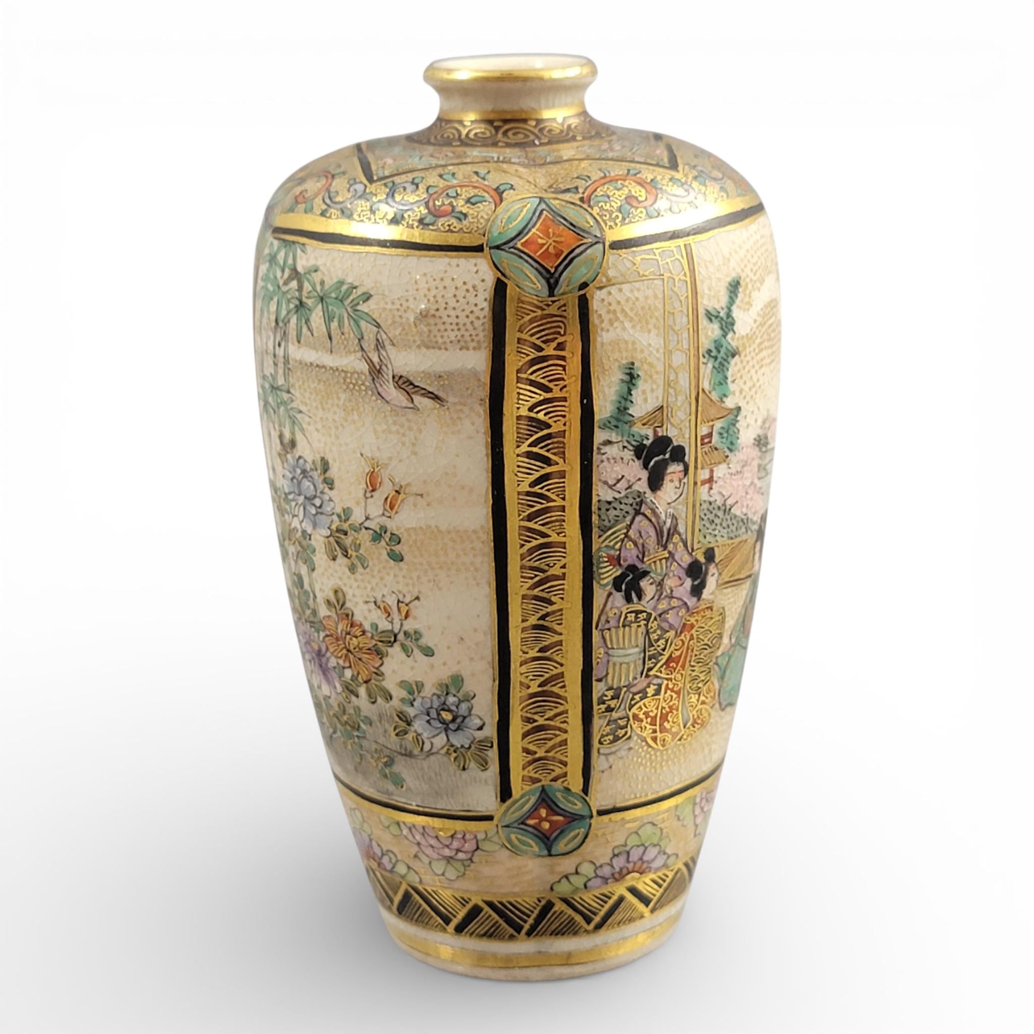 Miniature Meiji Satsuma Vase – Chosei, Family Scene, Kyoto, c.1890