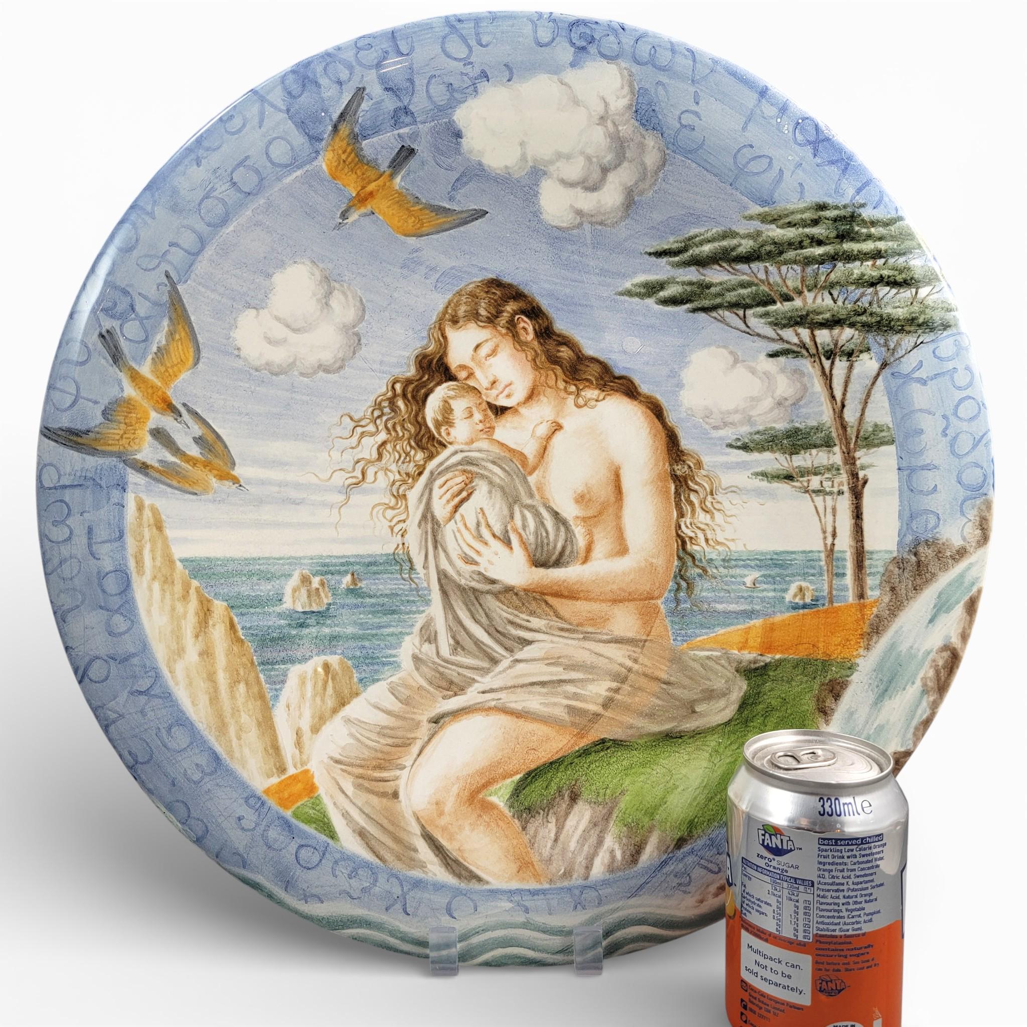 Stefano Cannelli Italian Maiolica Charger, Hand Painted Decorative Plate, 2003