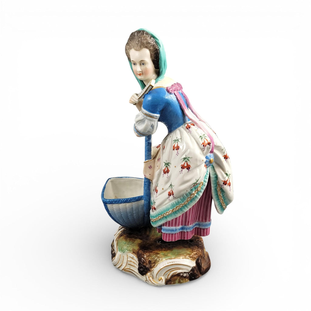 Large Limbach Porcelain Woman with Basket, Thuringia, c.1825