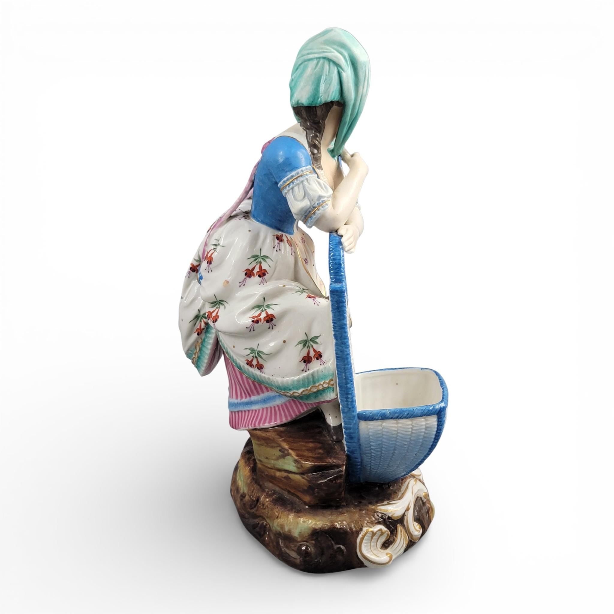 Large Limbach Porcelain Woman with Basket, Thuringia, c.1825