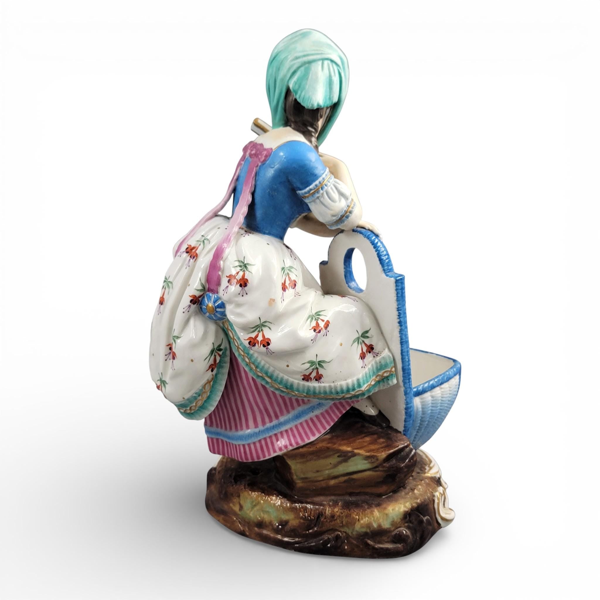 Large Limbach Porcelain Woman with Basket, Thuringia, c.1825