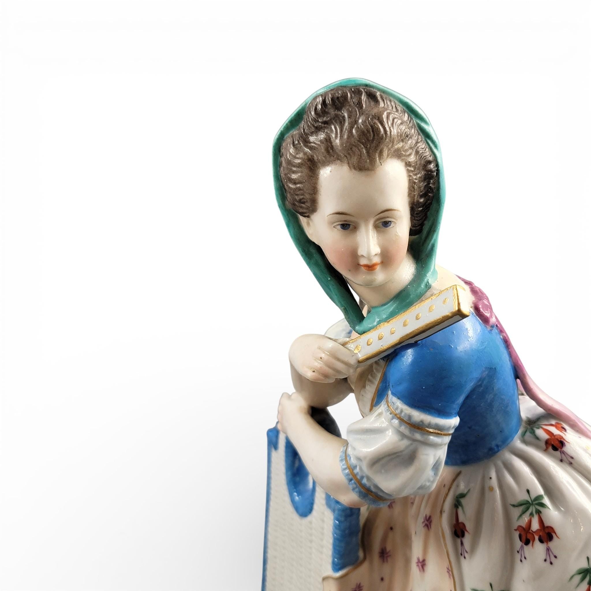 Large Limbach Porcelain Woman with Basket, Thuringia, c.1825