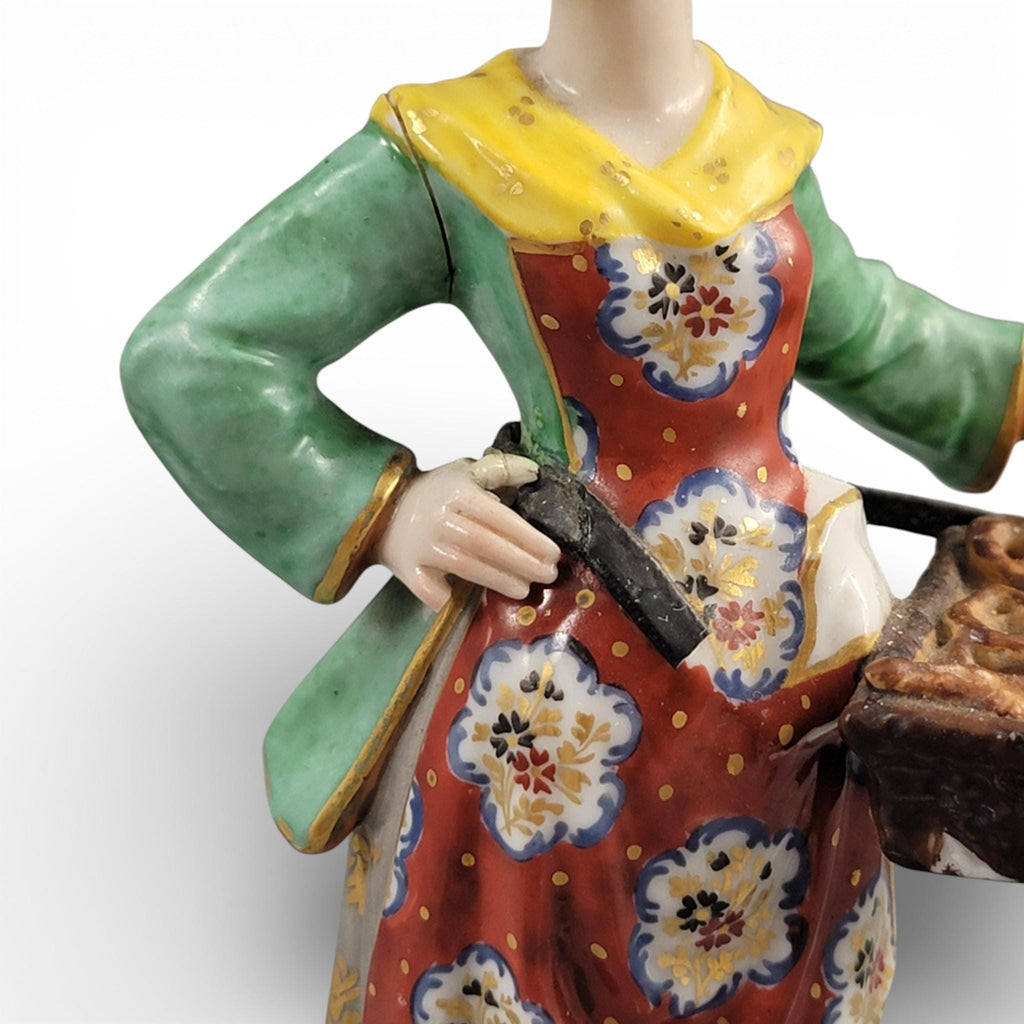 Derby Porcelain Bun Seller Figure, English Street Vendor, c.1800