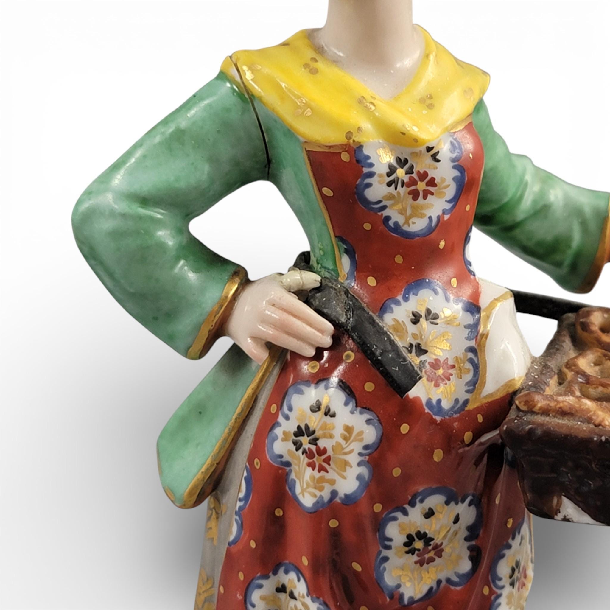 Derby Porcelain Bun Seller Figure, English Street Vendor, c.1800